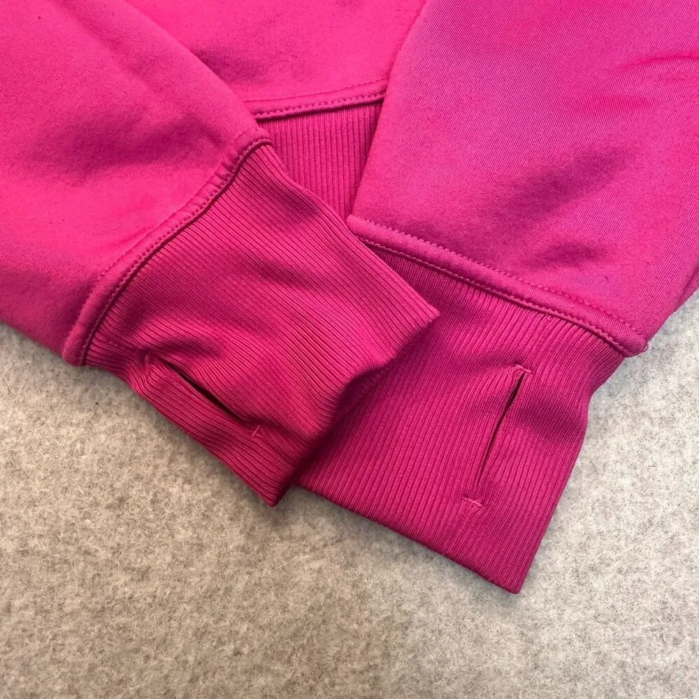 Nike Therma-FIT Fleece Matching Set Hot Fuchsia Pink Sweatshirt Joggers M Crop
